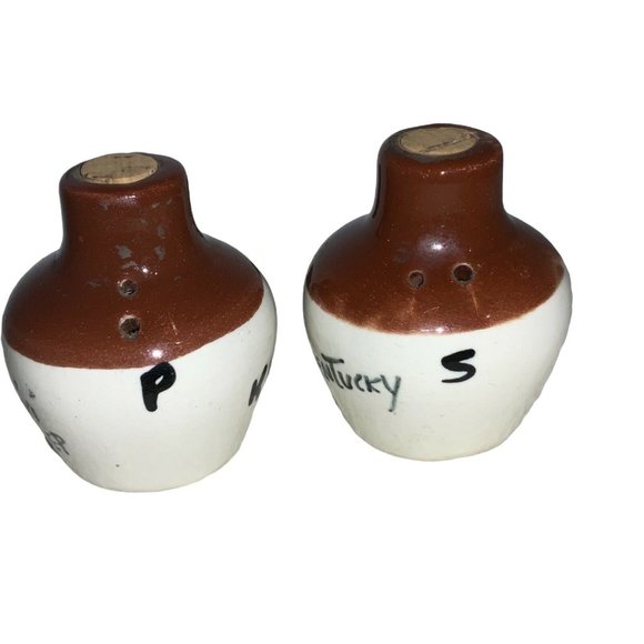 Kentucky Moonshine Jug Salt Pepper Shaker Ceramic Set - Picture 2 of 4